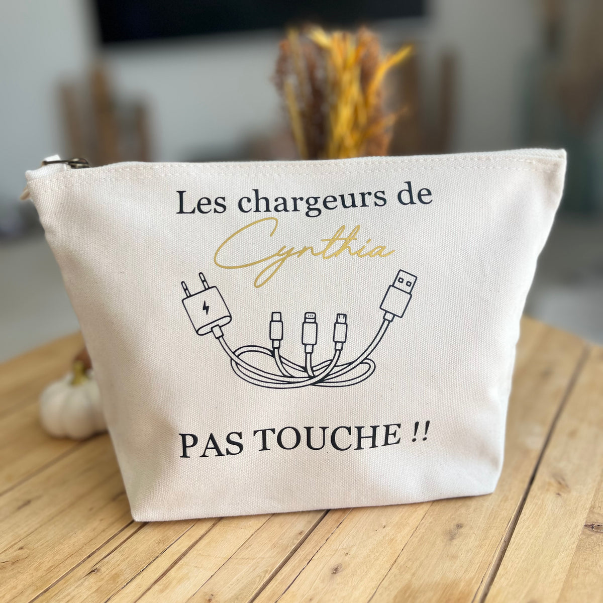 Grande pochette en coton personnalisée